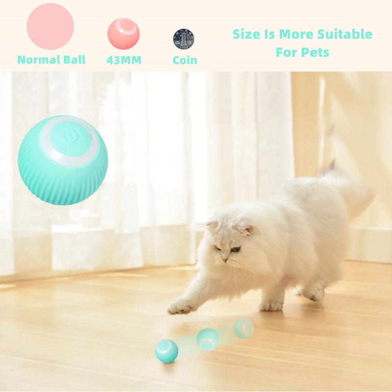 Electric Cat Ball Toys Automatic Rolling Smart Cat Toys Interactive for Cats Training Self-moving Kitten Toys for Indoor Playing SuperFye Smart Blue Ball SuperFye