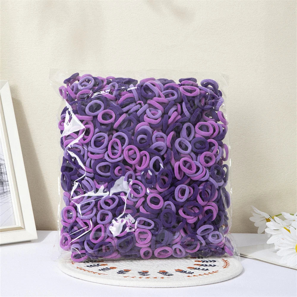 100/300/500 pcs Girls Colorful Elastic Hair Bands Ponytail Hold Hair Tie Rubber Bands Scrunchie Hair Accessories Bands for Girls SuperFye Lavender / One Size SuperFye