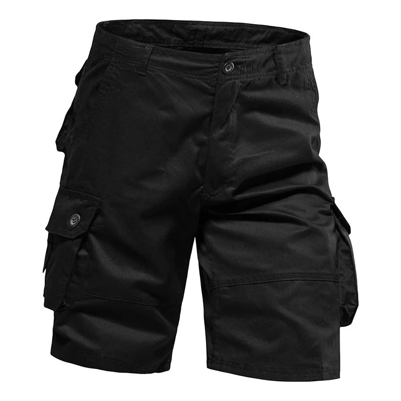 Men's Shorts Loose Large Size Multi-Pocket Overalls Summer Cotton Comfortable Nickel Pants Outdoor Casual Sports Beach Pants SuperFye 001Black / 31 SuperFye