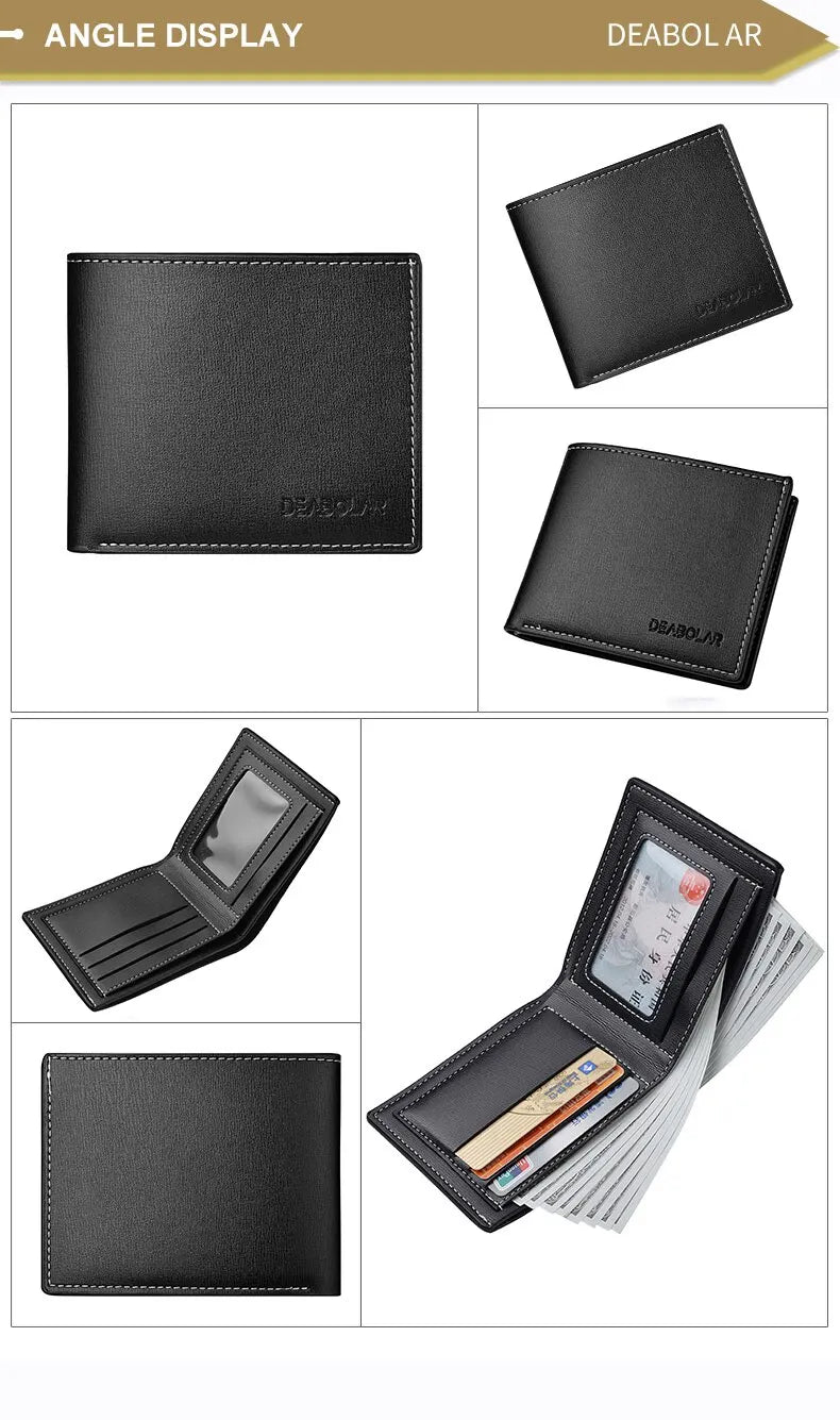 Pu Leather Men Short Wallet Thin Style Folding Young Men Credit Card Holder Wallet SuperFye Black SuperFye