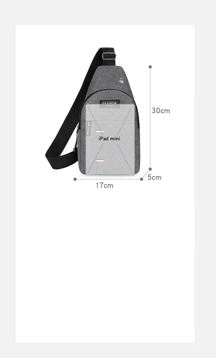 Chest Bag Men's One Shoulder Crossbody Bag Large Capacity Outdoor Sports And Leisure Fashion Small Shoulder Bag Large Capacit SuperFye Grey SuperFye