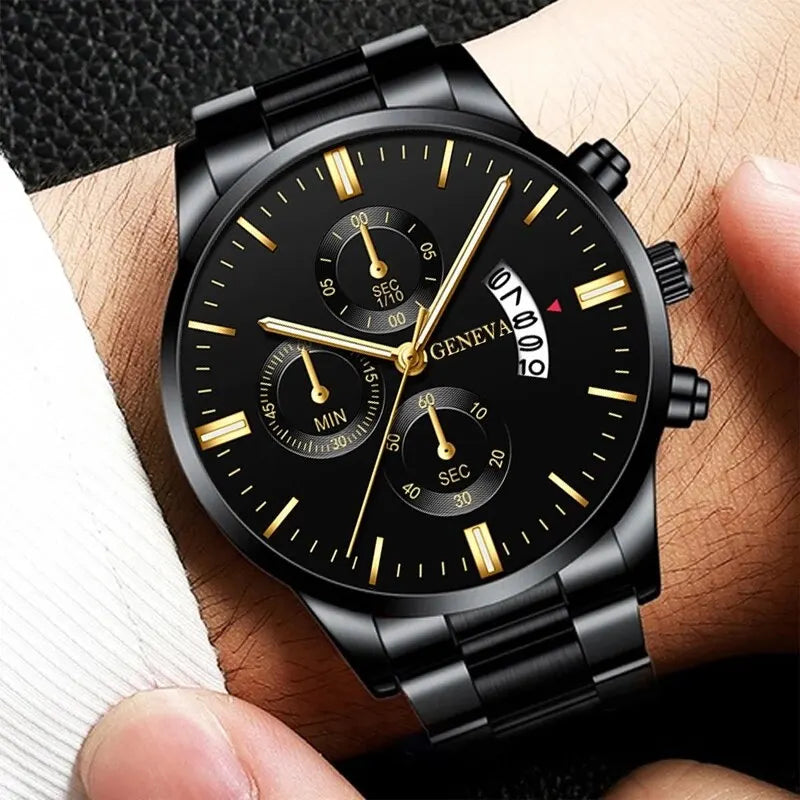 Fashion Men Stainless Steel Watch Luxury Calendar Quartz Wrist Watch Mens Business Watches for Man Clock Montre Homme SuperFye C SuperFye