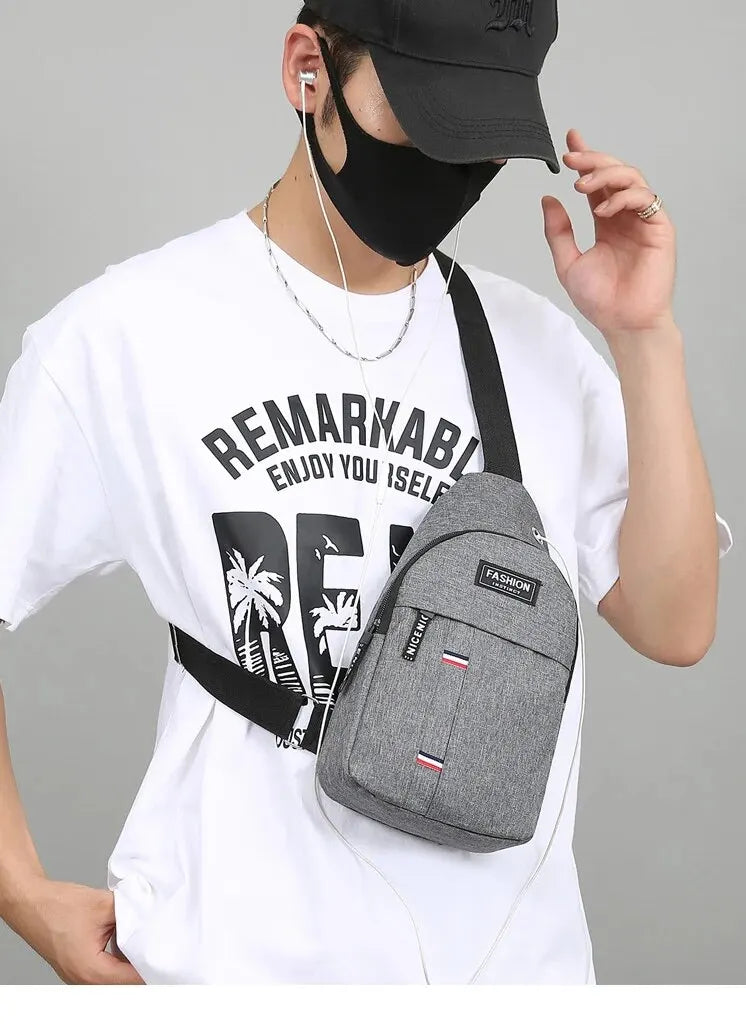 Chest Bag Men's One Shoulder Crossbody Bag Large Capacity Outdoor Sports And Leisure Fashion Small Shoulder Bag Large Capacit SuperFye Grey SuperFye