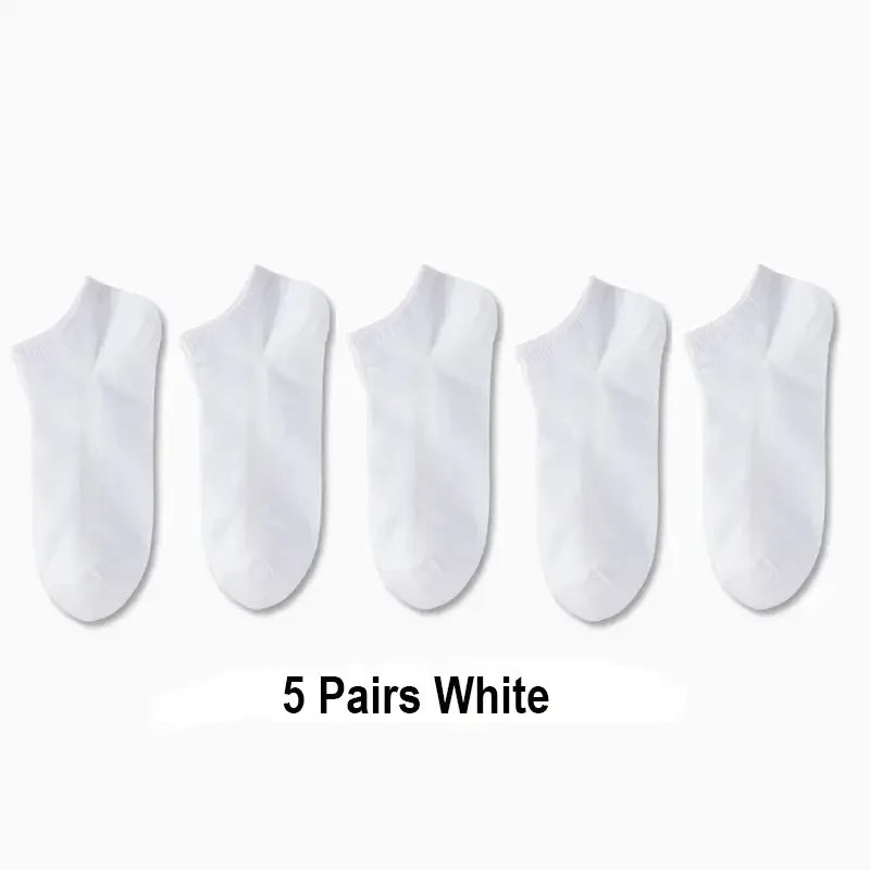 5/10 /20/30 Pairs Unisex Casual Plain Color Boat Socks Thin Breathable Comfy Anti Odor Sweat-absorbing Ankle Socks For Men Women SuperFye 5 Pairs White / One Size SuperFye