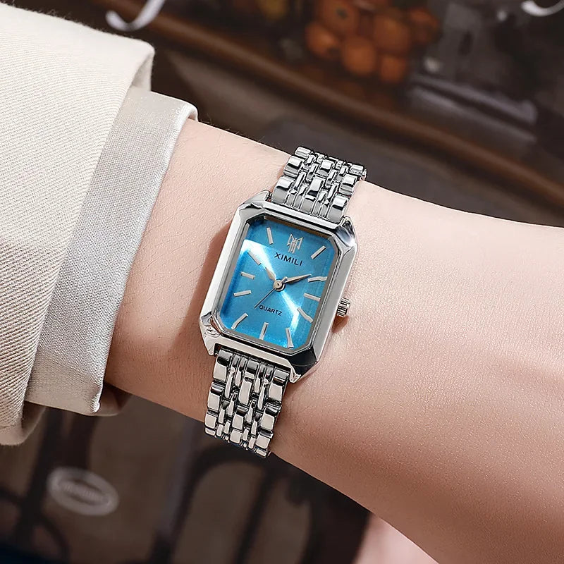 2025 Hot Brand Stainless Steel Strap Watch Women Luxury Gift Quartz Wristwatch Student Fashion Simple Square Quartz Watches SuperFye SLBL SuperFye