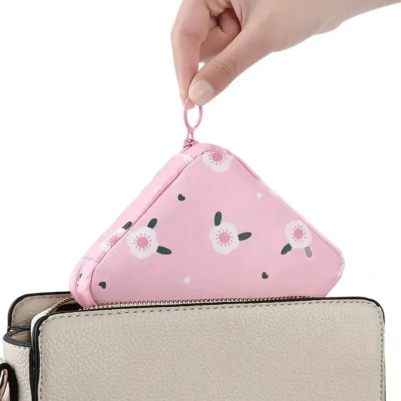 Women Sanitary Napkin Tampon Storage Bag Portable Waterproof Organizer Pouch Cartoon Pattern Sanitary Napkin Bag SuperFye Yellow Ice Cream SuperFye