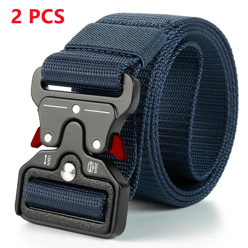 Men Belt Army Outdoor Hunting Tactical Multi Function Combat Survival High Quality Marine Corps Canvas For Nylon Male Luxury SuperFye 2PC 01 red blue / 120cm SuperFye