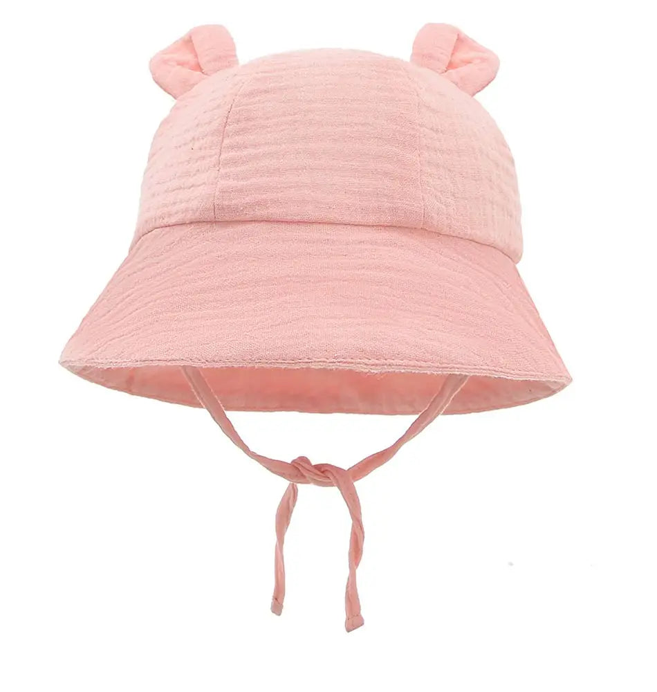 Soft Cotton Baby Sun Hat With Ears Cute Bunny Newborn Boys Girls Bucket Hat Summer Kids Toddler Panama Cap 0 to 12 Months SuperFye Light Yellow / One Size SuperFye