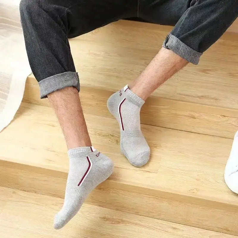 5pairs Men's Fashion Sports Socks, Striped Cotton Sweat Absorption Breathable Comfortable Ankle Socks SuperFye 5 pairs / EUR 35-43 SuperFye