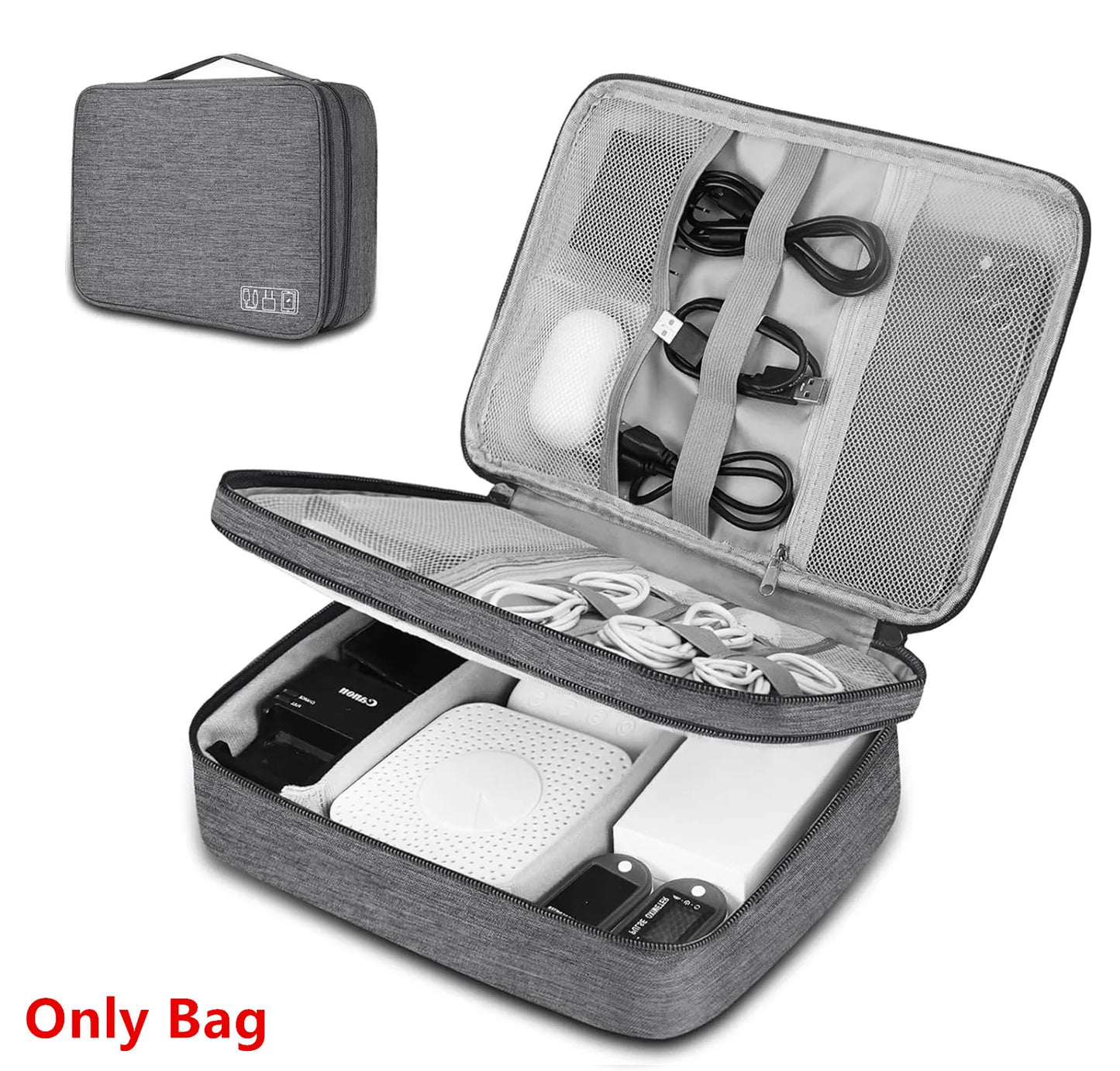 Cable Storage Bag Waterproof Digital Electronic Organizer Portable USB Data Line Charger Plug Storage Bag Travel Cable Organizer SuperFye BG11 Grey SuperFye