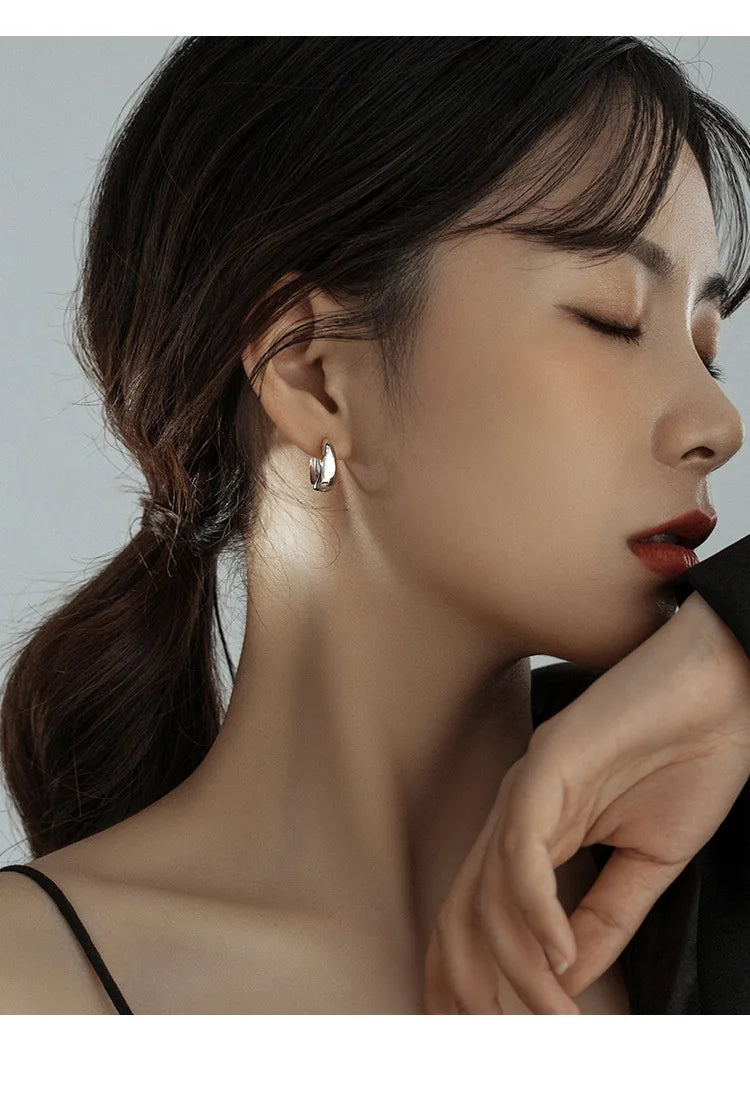 925 Sterling Silver Hot Sale Korean geometric hoop Earrings Simple Temperament Exquisite Hot Semale Sexy Jewelry Gift SuperFye Silver SuperFye