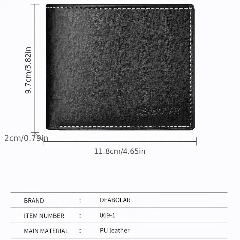 Pu Leather Men Short Wallet Thin Style Folding Young Men Credit Card Holder Wallet SuperFye Black SuperFye