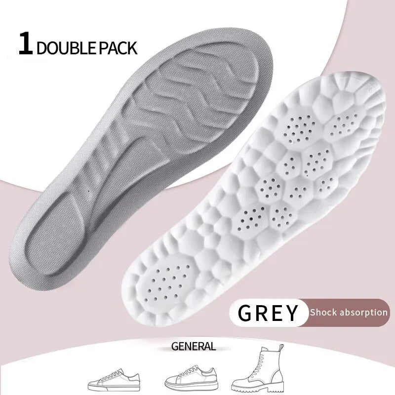 4D Orthopedic Sport Insoles Super Soft Breathable High-elasticity Shock Absorption Running Shoe Pad Anti-pain Deodorant Cushion SuperFye 6031Gray / EU45-46(280mm) SuperFye