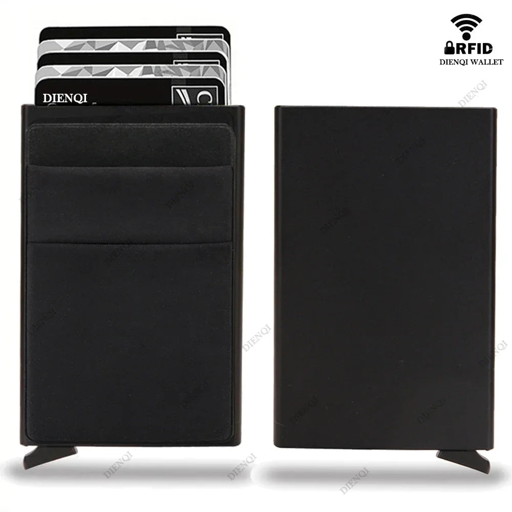 Rfid Credit Card Holder Wallet Metal Thin Slim Bank Card Case Men Women Pop Up Minimalist Wallet Small Black Purse Metal Vallet SuperFye Red SuperFye