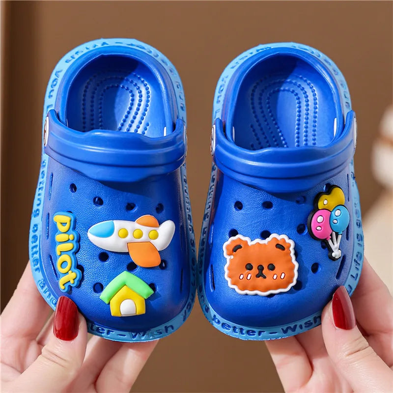 Summer Kids ShoesSandals Hole Children's Shoes Slippers Soft Anti-Skid Cartoon Design Hole Baby Shoes Sandy Beach For Boys Girls SuperFye style 7 / 24 (insole 15cm) SuperFye