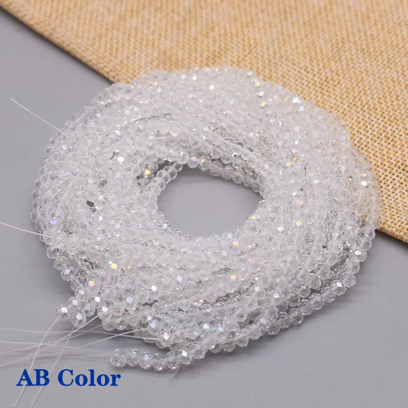 Yanqi 2 3 4mm Rondell Austria Faceted Crystal Beads Round Glass Beads Loose Spacer Beads for Jewelry Making DIY