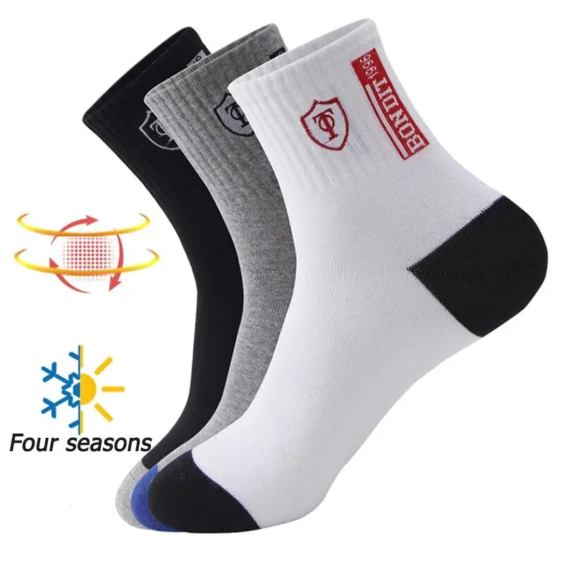 5 Pairs Apring And Fall Mens Sports Socks Summer Leisure Sweat Absorbent Comfortable Thin Breathable Basketball Meias SuperFye 5 Pairs D / 44-46 (M-L) SuperFye