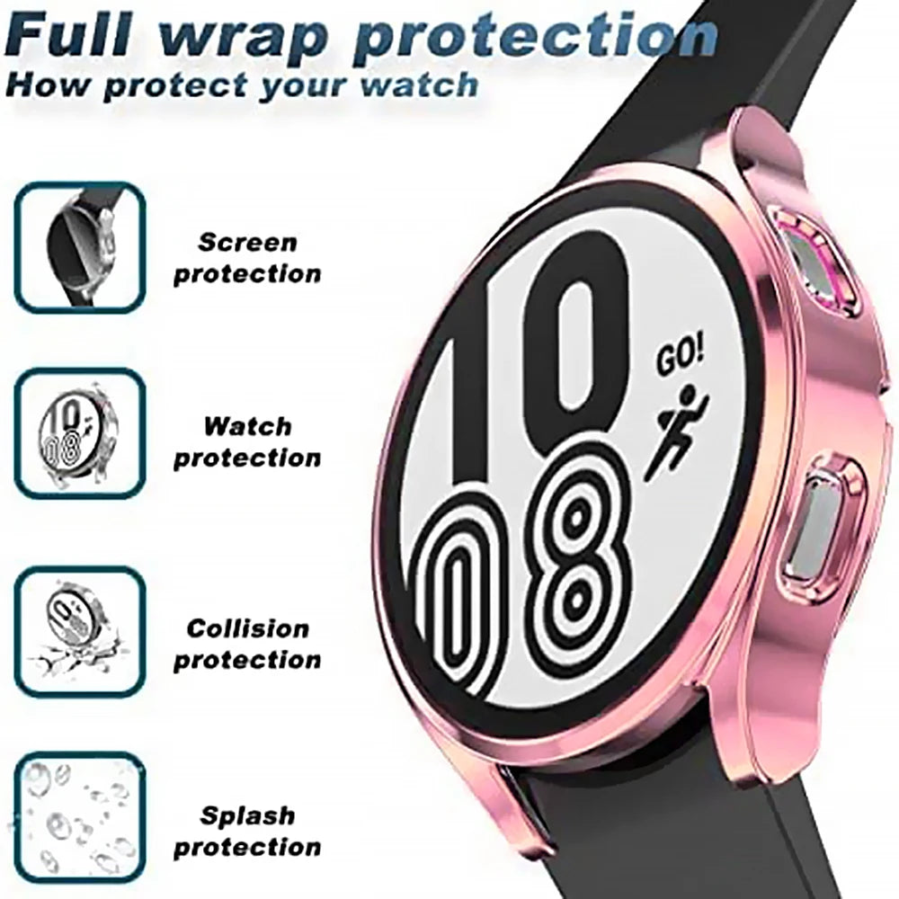 Watch Case for Samsung Galaxy Watch 4/5/6 40mm 44mm Screen Protector TPU All-Around Bumper Protective Cover for Watch 6 40mm44mm SuperFye Sliver / Galaxy Watch 4 44mm SuperFye