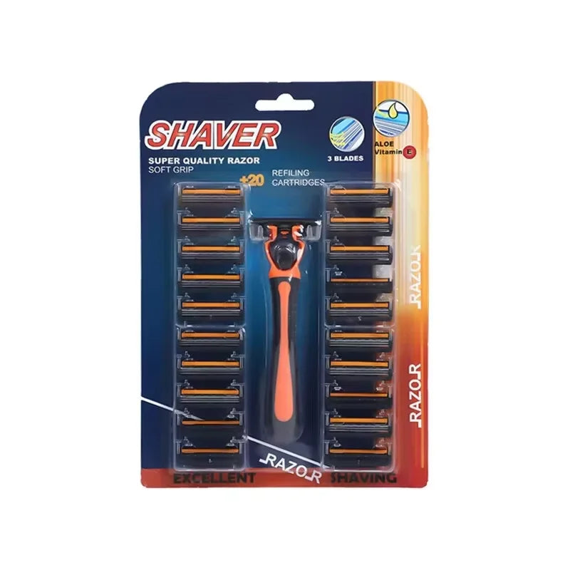 Shaver Brand New Design Men Razor Shaving Three Layer Shaver Reusable Razor Imported Blade Multi Tool Head Replace SuperFye Orange SuperFye