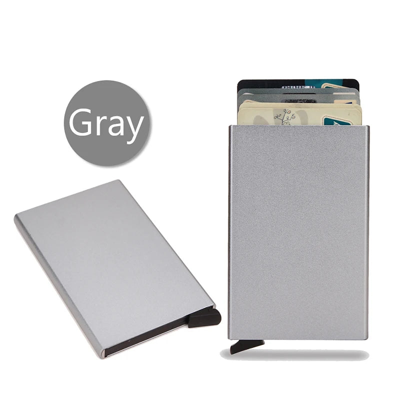 Rfid Smart Wallet Card Holder Metal Thin Slim Men Women Wallets Pop Up Minimalist Wallet Small Black Purse Vallet Walets for Men SuperFye Gray SuperFye