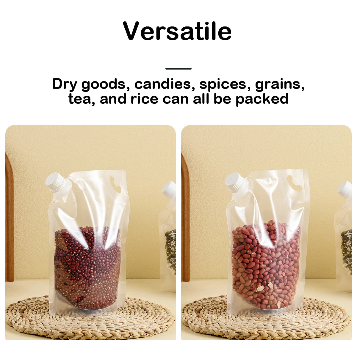 Grain Storage Bag Portable Insect Proof Moisture Proof Fresh Keeping Bag Recyclable Portable Transparent Grain Storage Bags SuperFye 500G / 2PCS SuperFye