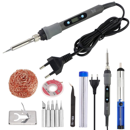 60W/80W Electric Soldering Iron Adjustable Temperature Digital Display Electronic Welding Repair Tools With Solder Tin Iron Tips SuperFye 80W Set-4 / 220V EU Plug SuperFye