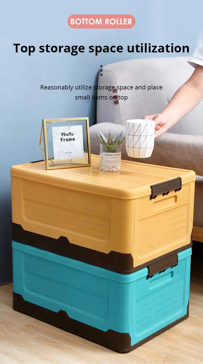 1pc Foldable Storage Box Wardrobe Storage Box Large Capacity For Toy Clothes Snacks Books Shoes Plastic Box For Car Household SuperFye 1pc blue SuperFye