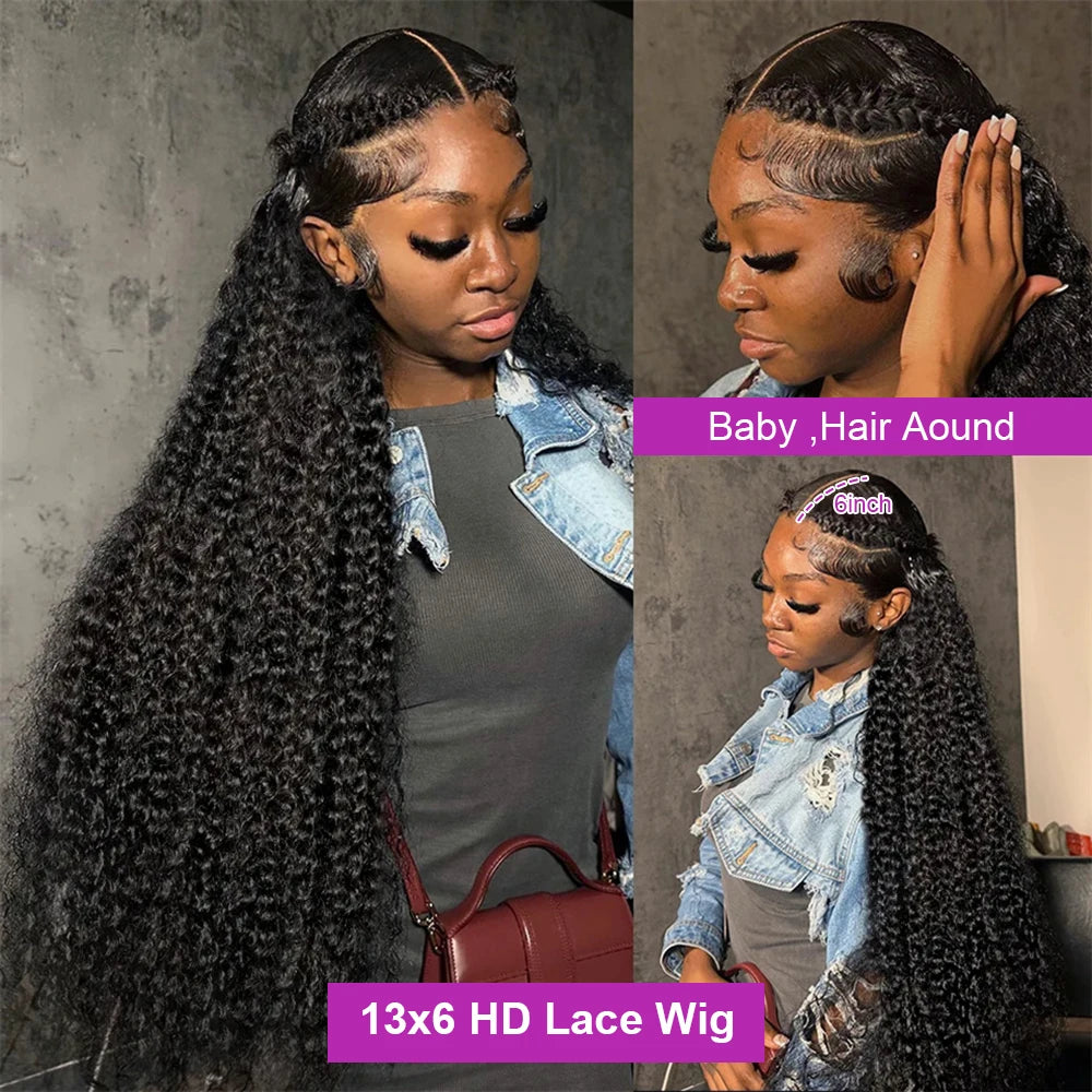 High Density 250% 40 50 Inch Deep Wave 13x6 HD Lace Front Human Hair Wig Loose Water Wave Curly 13x4 Lace Frontal Wig Human Hair SuperFye france / 40inches / 13x6 Lace Wig|200 Density SuperFye