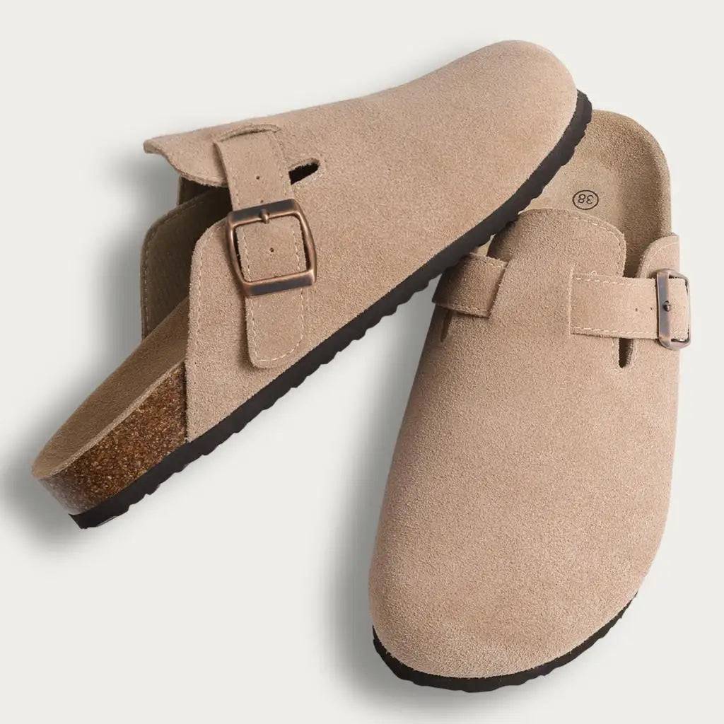 Shevalues Classic Cork Clogs Slippers Women Men Soft Footbed Suede Sandals With Arch Support Trendy Beach Slides Home Men Mules SuperFye cow suede-Apricot / 37 SuperFye