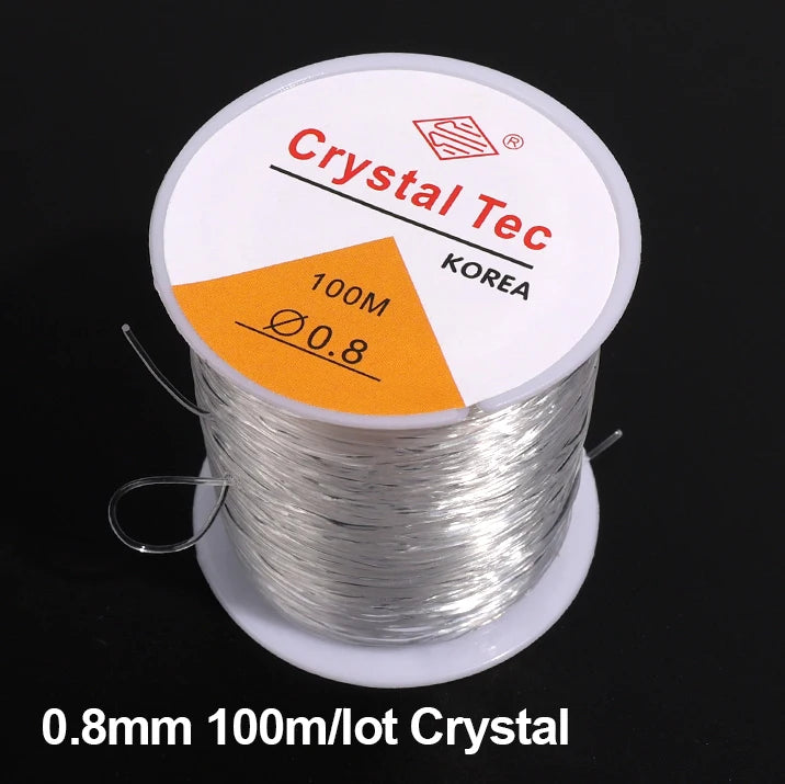 100m/Roll Elastic Crystal Jewelry Cord Beading String Strong Stretchy Thread Cords for DIY Necklace Bracelet Jewelry Making SuperFye 0.8mmX100m SuperFye