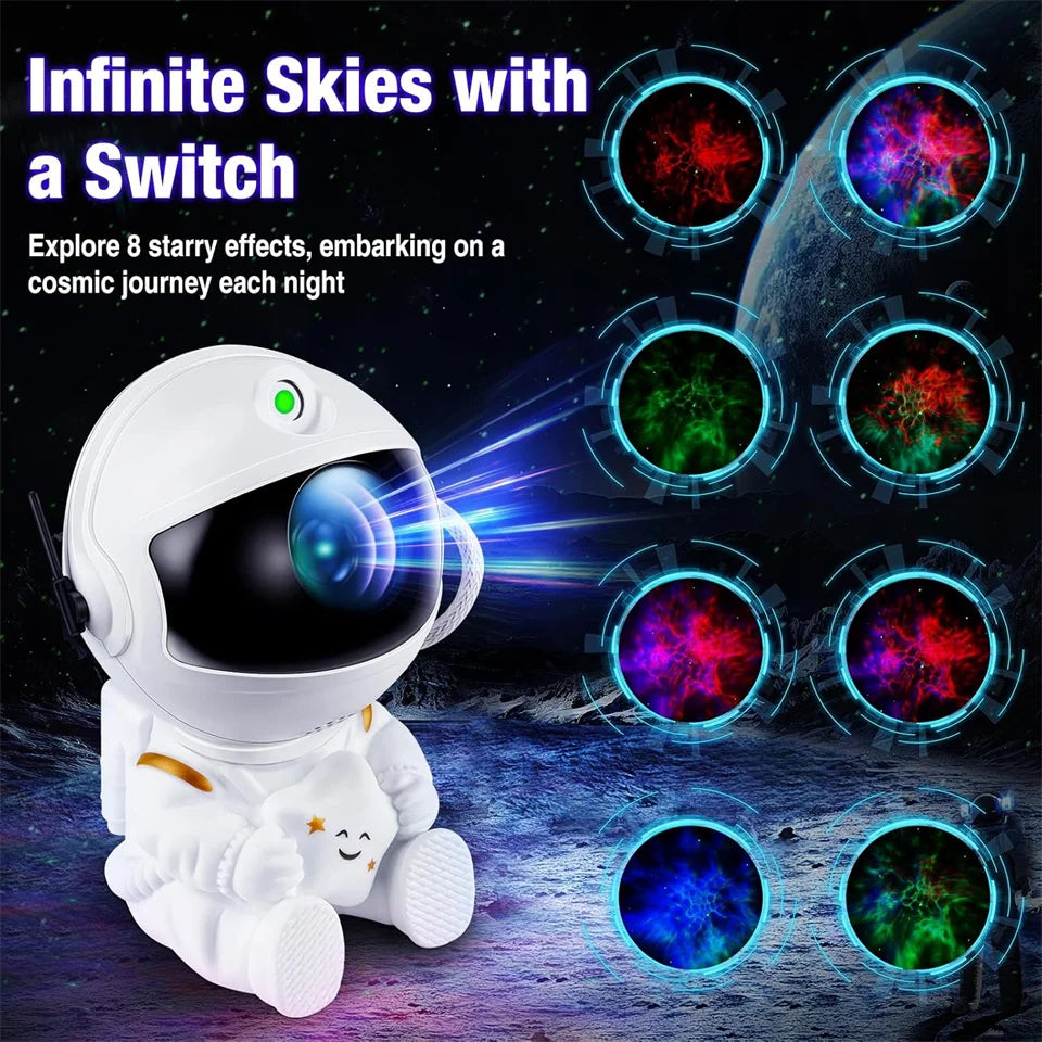 Star Projector Galaxy Night Light Astronaut Space Projector Starry Nebula Ceiling LED Lamp for Bedroom Home Decorative kids gift SuperFye White A SuperFye