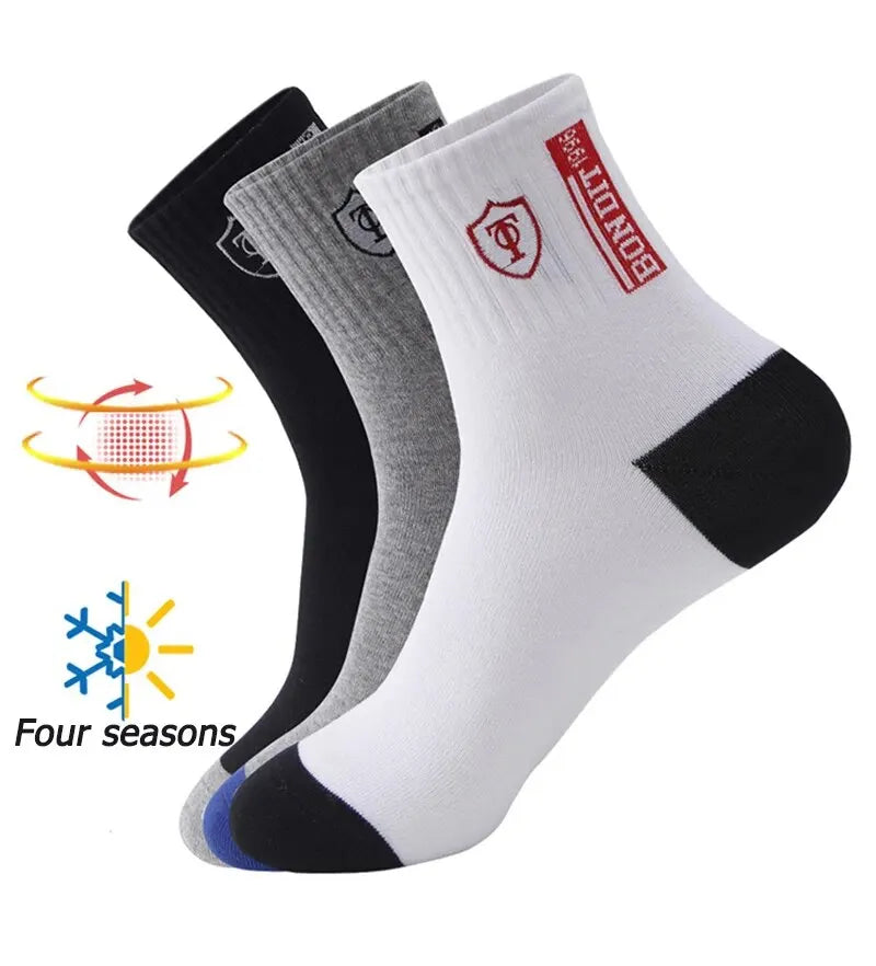 5 Pairs Apring And Fall Mens Sports Socks Summer Leisure Sweat Absorbent Comfortable Thin Breathable Basketball Meias SuperFye 5 Pairs D / 44-46 (M-L) SuperFye