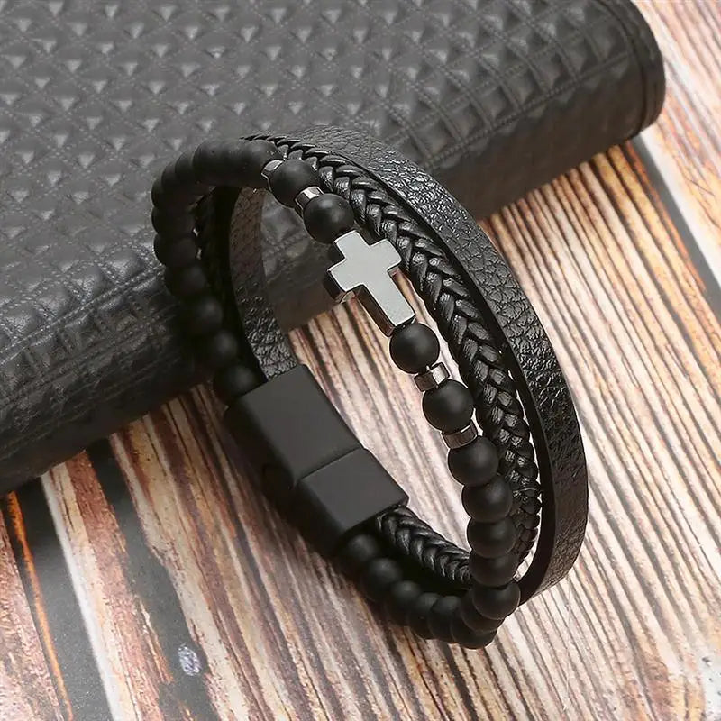 Classic Men's Leather Bracelet New Style Hand-woven Multi-layer Combination Accessory Fashion Man Jewelry Wholesale Dropshipping SuperFye H2 / 21cm SuperFye