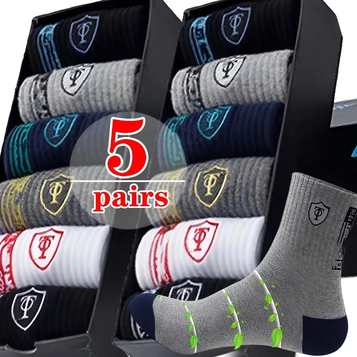 10 Pairs Breathable Cotton Sports Stockings Men Bamboo Fiber Autumn and Winter Men Socks Sweat Absorption Deodorant Business Sox SuperFye 5 pairs / Single code SuperFye