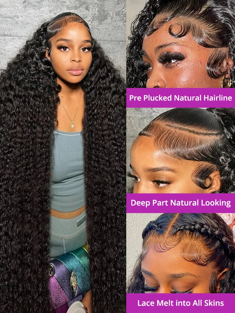 High Density 250% 40 50 Inch Deep Wave 13x6 HD Lace Front Human Hair Wig Loose Water Wave Curly 13x4 Lace Frontal Wig Human Hair SuperFye france / 40inches / 13x6 Lace Wig|200 Density SuperFye