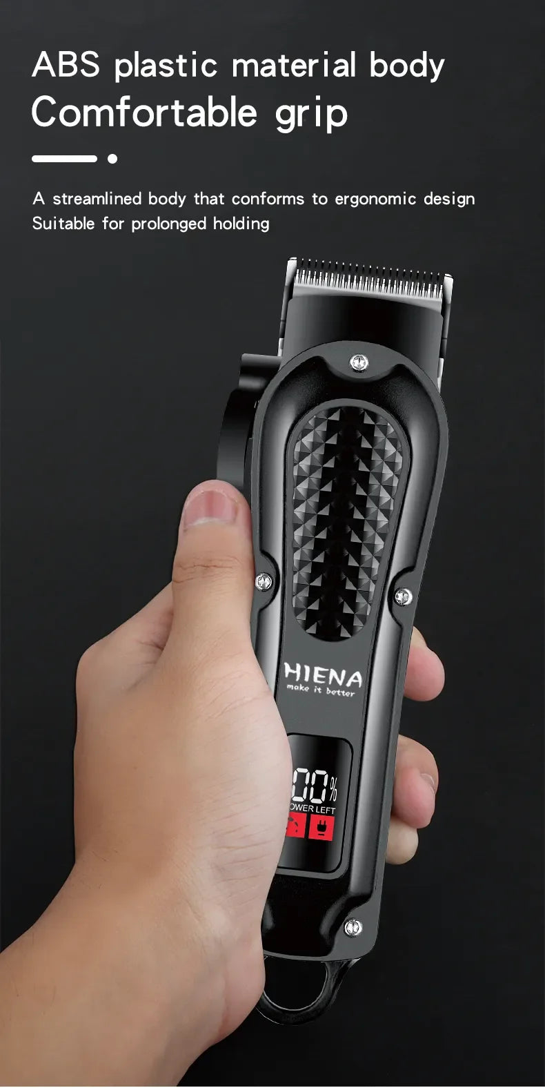 Hiena HYN-212 Electric Hair Clipper UBS Rechargeable Cordless Beard Trimmer Men Powerful Electric Hair Clipper Trimming Tool SuperFye black SuperFye