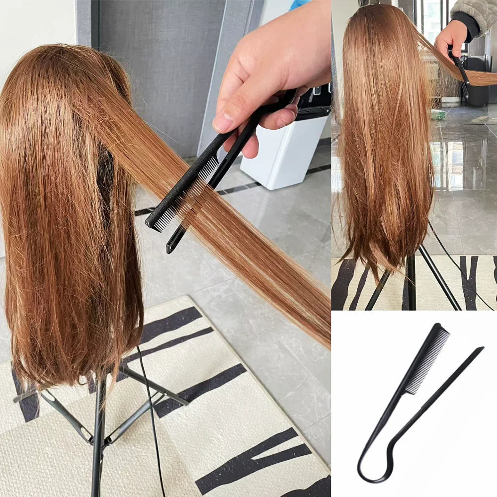 Hairdressing V-Comb Messy Hair Finishing Straightening Splint Comb - Hair Styling Tool Clip special for hair wigs SuperFye black SuperFye