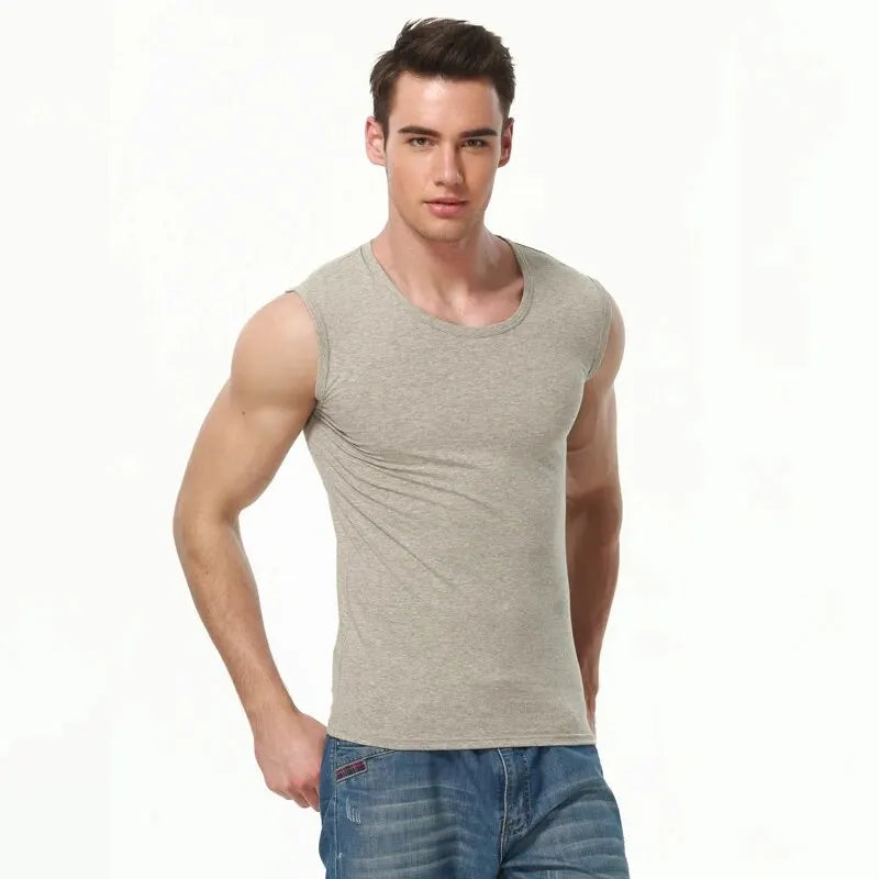 1/3 Piece Men's Wide-shouldered Cotton Vest Youth Sports Fitness Basketball Football Breathable Sweat-absorbent Joker Slim Top SuperFye 03huise / Asian-size-XL SuperFye