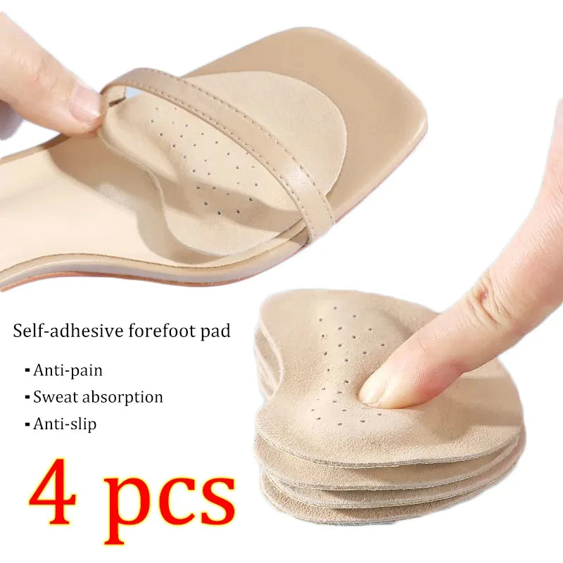 4pcs Sandals Anti-slip Stickers Leather Forefoot Pad Women High Heels Pain Relief Insert Insoles Toe Cushion Foot Care Shoes Pad SuperFye Apricot-Mixed-2pair SuperFye