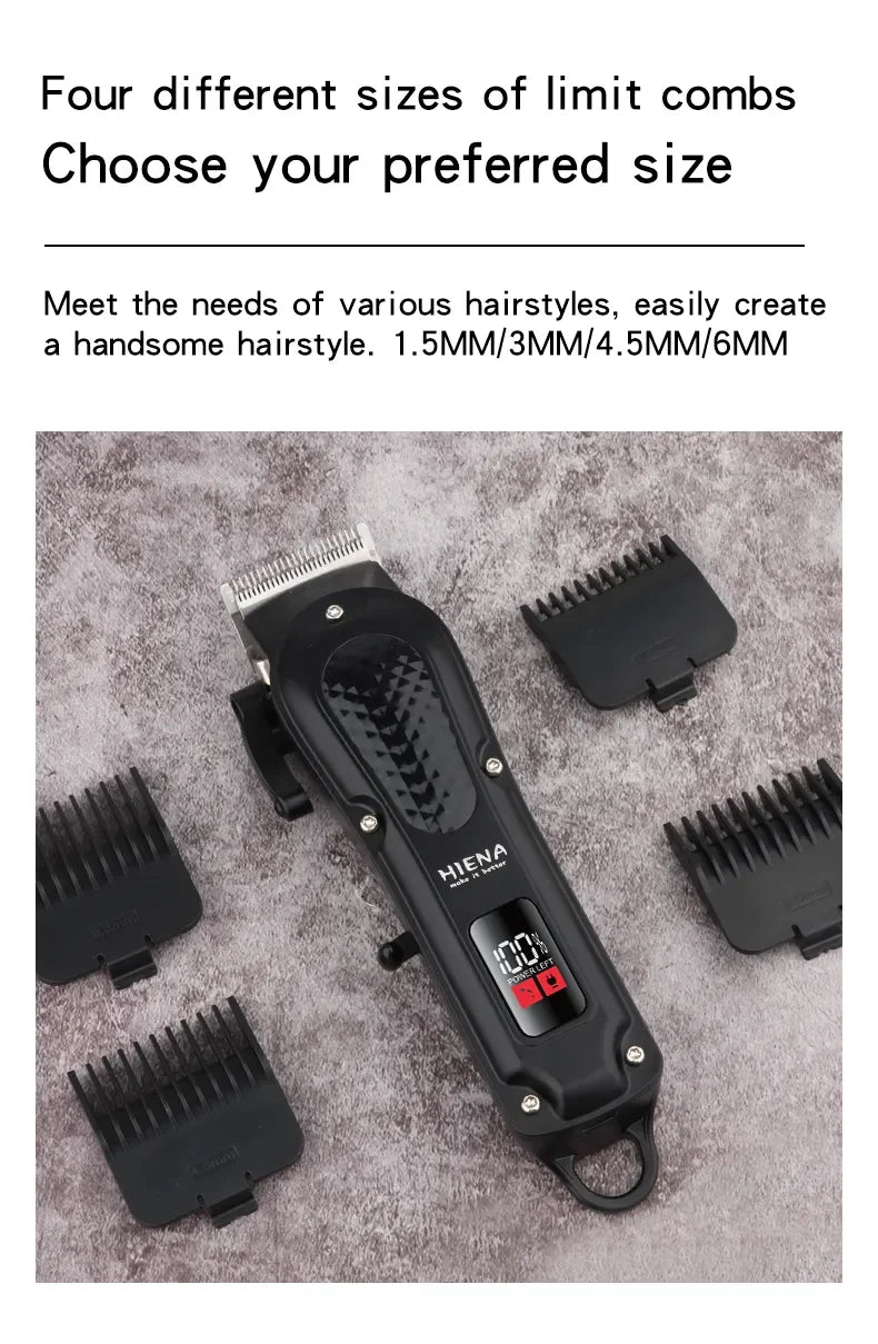 Hiena HYN-212 Electric Hair Clipper UBS Rechargeable Cordless Beard Trimmer Men Powerful Electric Hair Clipper Trimming Tool SuperFye black SuperFye