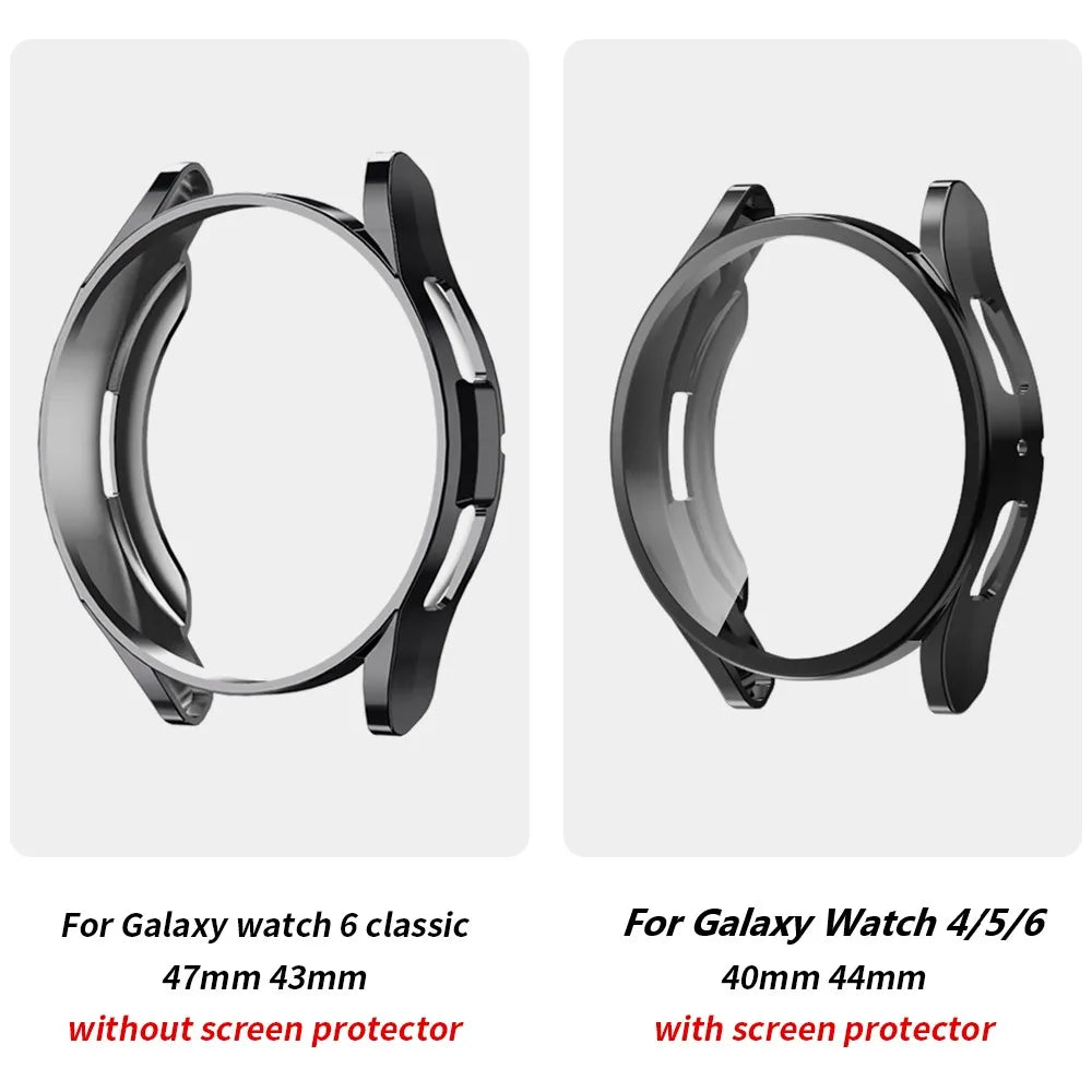 Watch Case for Samsung Galaxy Watch 4/5/6 40mm 44mm Screen Protector TPU All-Around Bumper Protective Cover for Watch 6 40mm44mm SuperFye Sliver / Galaxy Watch 4 44mm SuperFye