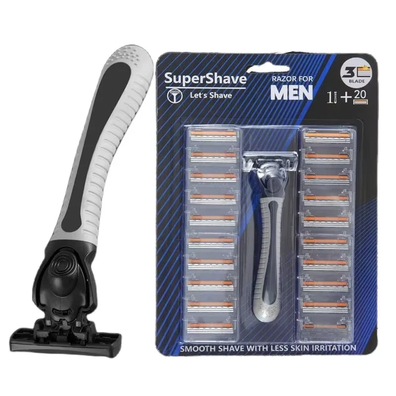 Shaver Brand New Design Men Razor Shaving Three Layer Shaver Reusable Razor Imported Blade Multi Tool Head Replace SuperFye SKY BLUE SuperFye