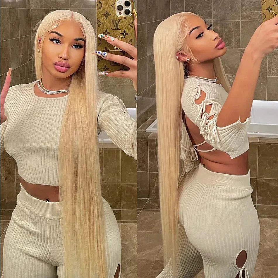 Blonde 613 13x6 Lace Frontal Wigs HD 613 Lace Front Human Hair Wigs For Women Pre pucked Straight Human Hair Wigs Can Be Dyed