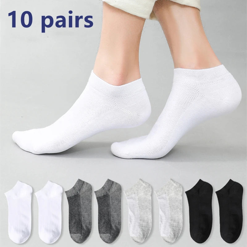 5pairs Men's Fashion Sports Socks, Striped Cotton Sweat Absorption Breathable Comfortable Ankle Socks SuperFye 10 pairs zt59-10 / EUR 35-43 SuperFye