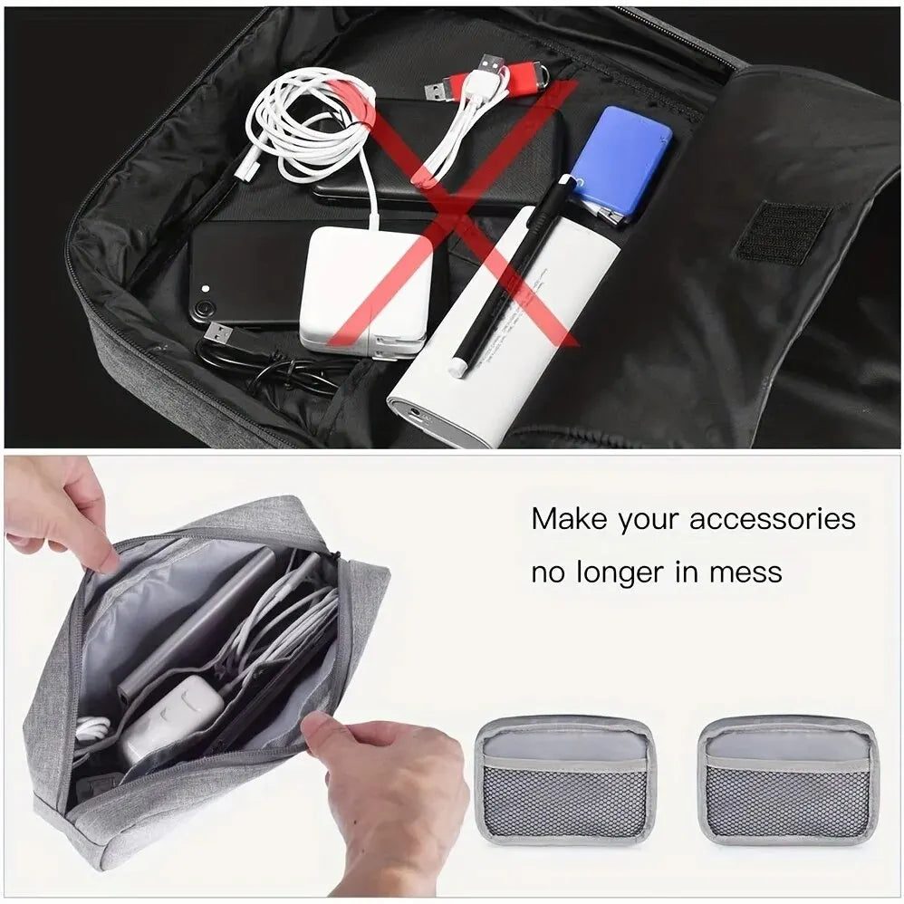 Storage Bag Cable Cord Organizer Travel Bag Small Electronics SD Card Power Bank Storage Bag SuperFye L size Gray SuperFye