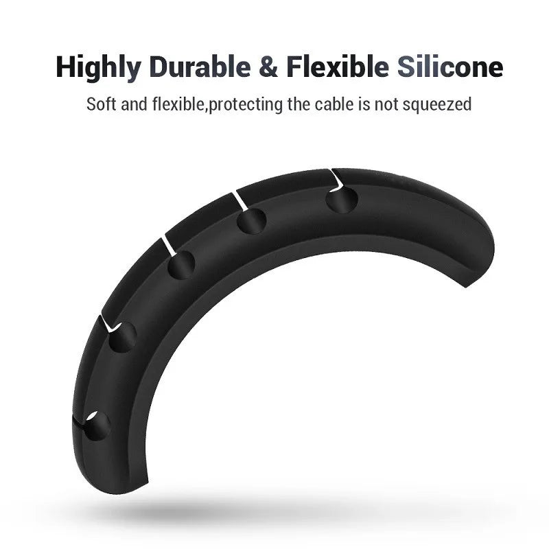 Cable Organizer Management Wire Holder Flexible USB Cable Winder Tidy Silicone Clips For Mouse Keyboard Earphone Protector SuperFye 7 clips grey SuperFye