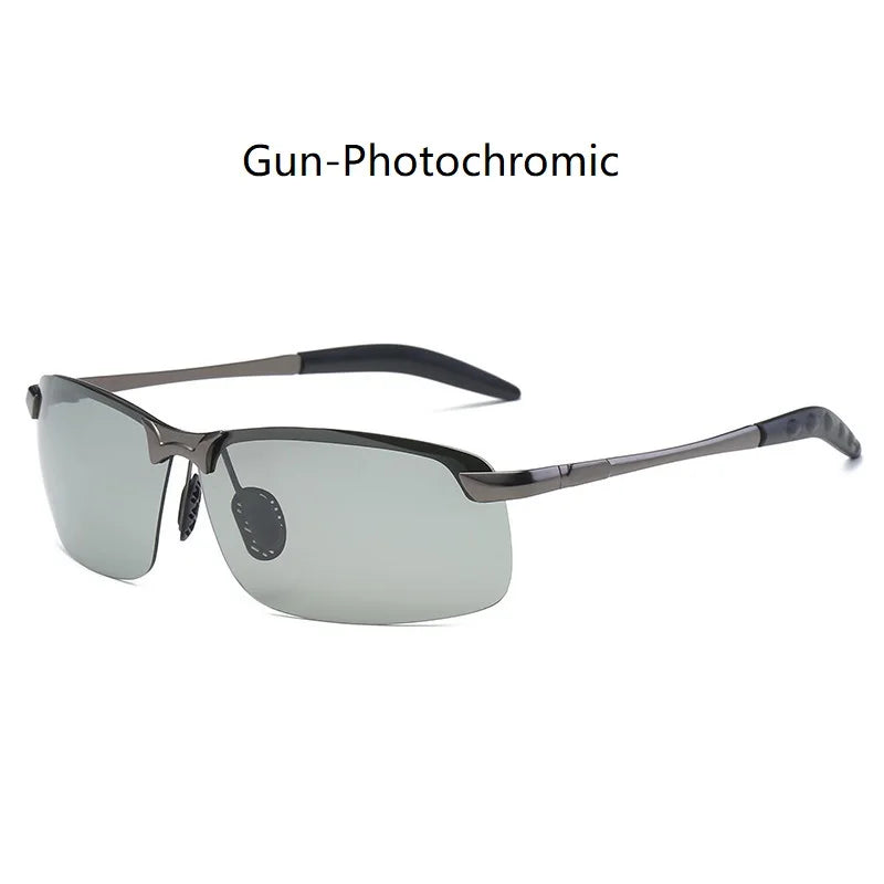 Men Photochromic Polarized Sunglasses Driving Fishing Chameleon Glasses Change Color Sun Glasses Day Night Vision UV400 Eyewear SuperFye BS4034Gun-Photochrom SuperFye