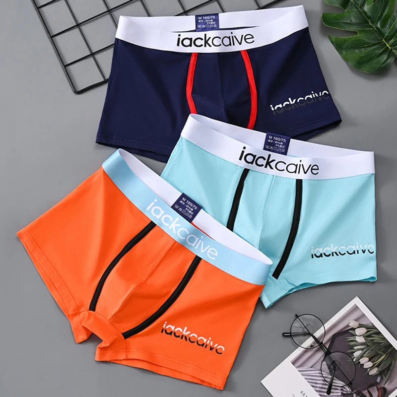 3Pcs Male Panties Cotton Men's Underwear Boxers Breathable Man Boxer Printed Underpants Comfortable Shorts Men Underwear M-3XL SuperFye D-8058-12 / XXXL SuperFye