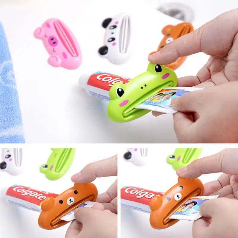 For Home Bathroom 1 Pcs Animal Easy Toothpaste Dispenser Plastic Tooth Paste Tube Toothpaste Squeezer Rolling Holder Cocina SuperFye 1pink pig 1bear SuperFye