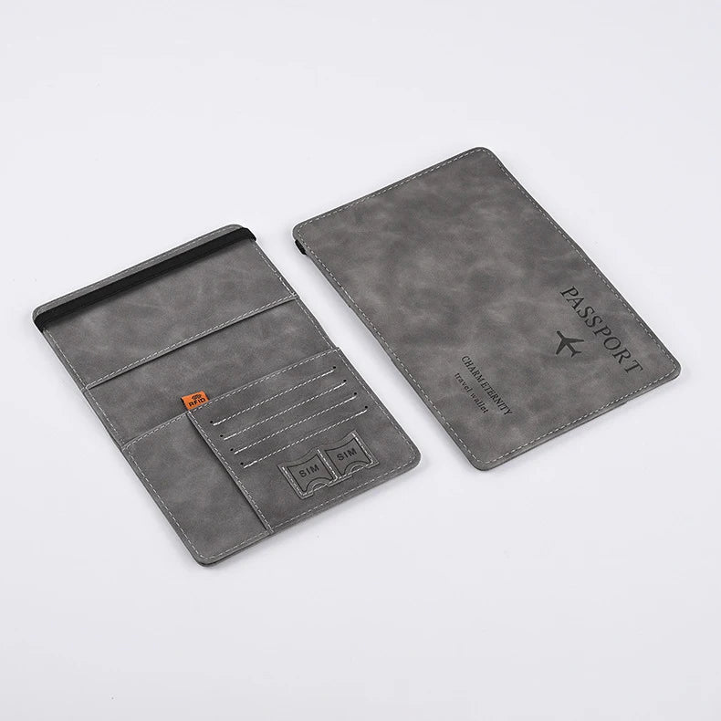 Men PU Leather Wallet Travel Passport Purse Card Male Travel Accessories Hand Carry Passport Business Cards Holder Wallet SuperFye GRAY SuperFye